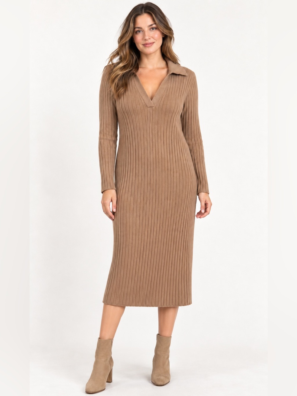 ELIE TAHARI LARGE Wool /Cashmere Blend Ribbed Dress Small Ribbed Long sleeve